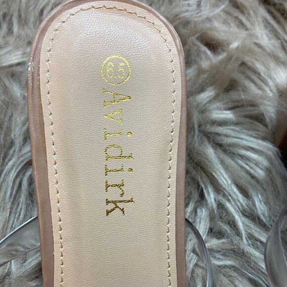 Avidirk Square Open Toe Backless Block Heeled Sandal- Double Clear Strap Slip On - Picture 6 of 14